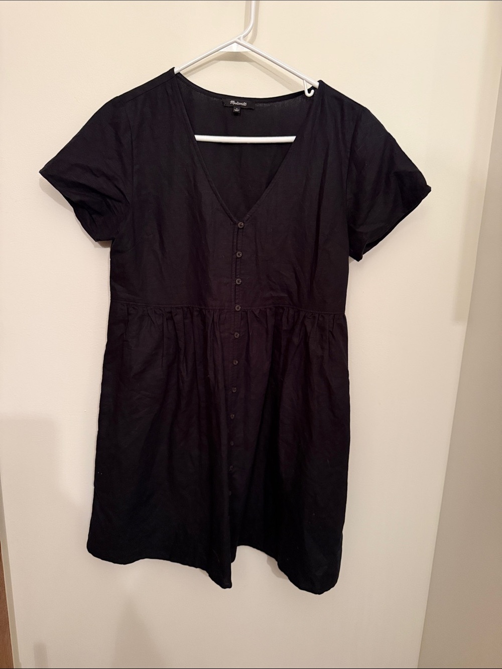 Madewell Black Button-Front Midi Dress